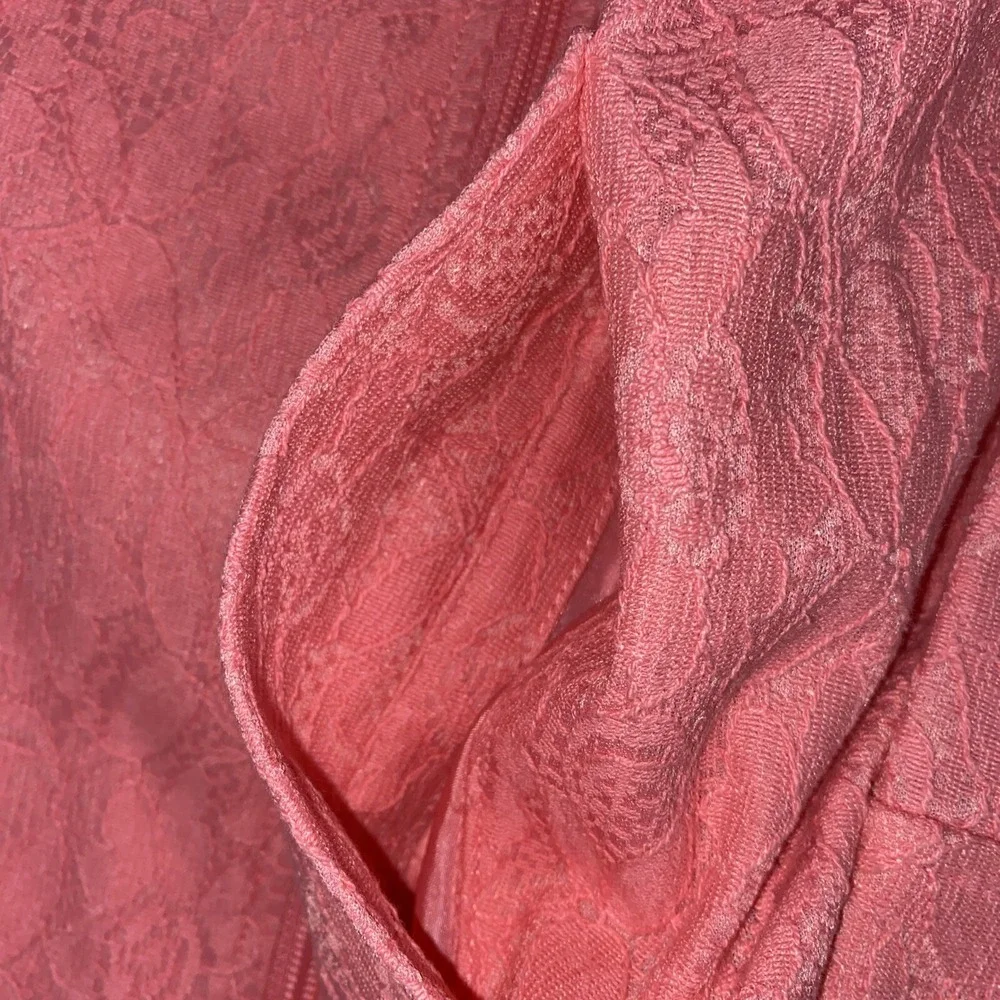Susan Graver‎ Women's Large Pink Textured Lace Zip Up Longline Jacket Spring